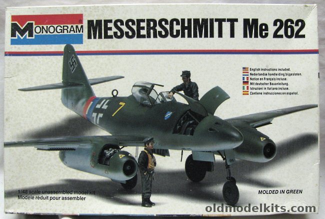 Monogram 1/48 Messerschmitt Me-262 - A-1a or A-1B and Decals for 8 Aircraft - White Box Issue, 5410 plastic model kit